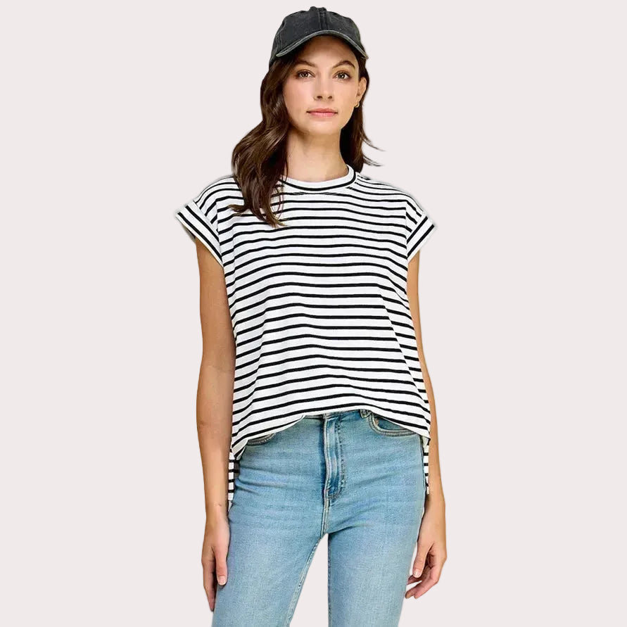 Cap Sleeve Stripe Top