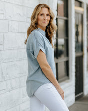 Load image into Gallery viewer, Chambray Folded Sleeve Top
