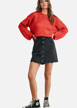 Load image into Gallery viewer, Scallop Denim Mini Skirt
