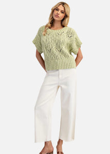 Cable Knit Short Sleeve Top