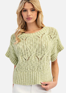 Cable Knit Short Sleeve Top
