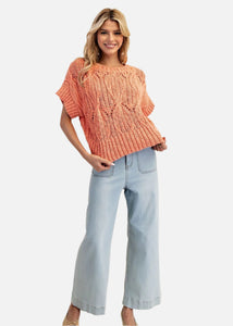 Cable Knit Short Sleeve Top