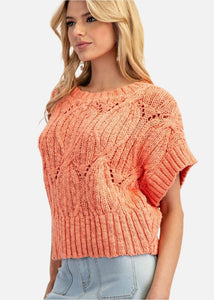 Cable Knit Short Sleeve Top