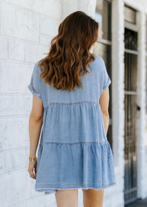 Tiered Babydoll Denim Dress