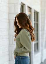 Load image into Gallery viewer, Puff Sleeve Waffle Knit Top
