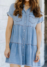 Load image into Gallery viewer, Tiered Babydoll Denim Dress

