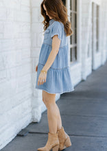 Load image into Gallery viewer, Tiered Babydoll Denim Dress
