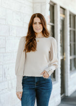 Load image into Gallery viewer, Puff Sleeve Waffle Knit Top
