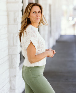 Cable Knit Short Sleeve Top