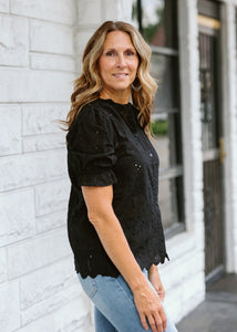 Eyelet Puff Sleeve Top
