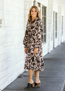 Abstract Floral Midi Dress