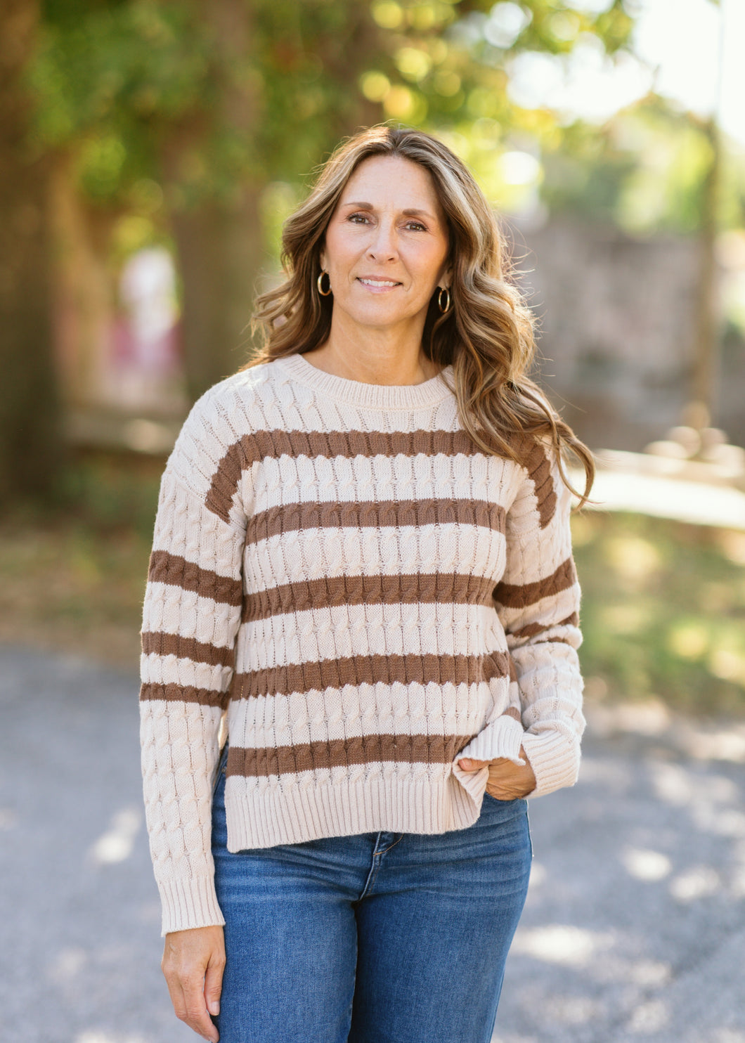 Stripe Cable Knit Sweater