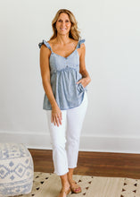 Load image into Gallery viewer, Chambray Flutter Top
