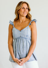 Load image into Gallery viewer, Chambray Flutter Top
