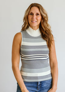 Stripe Mock Neck Top