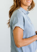 Load image into Gallery viewer, Chambray Folded Sleeve Top
