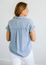 Load image into Gallery viewer, Chambray Folded Sleeve Top
