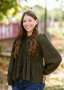 Textured Tie-Front Top