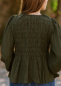 Textured Tie-Front Top