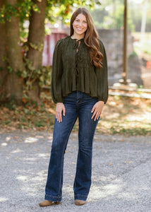 Textured Tie-Front Top