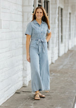 Load image into Gallery viewer, Belted Denim Jumpsuit
