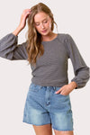 Stripe Bubble Sleeve Top