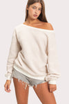 Off-Shoulder Stripe Sweatshirt