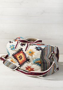 Aztec Print Duffle Bag Ivory