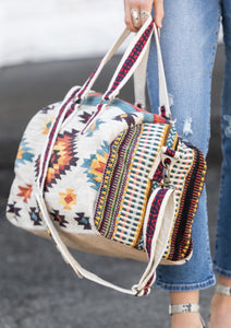 Aztec Print Duffle Bag Ivory