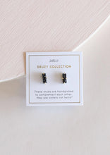 Load image into Gallery viewer, JaxKelly Black Druzy Bar Earrings
