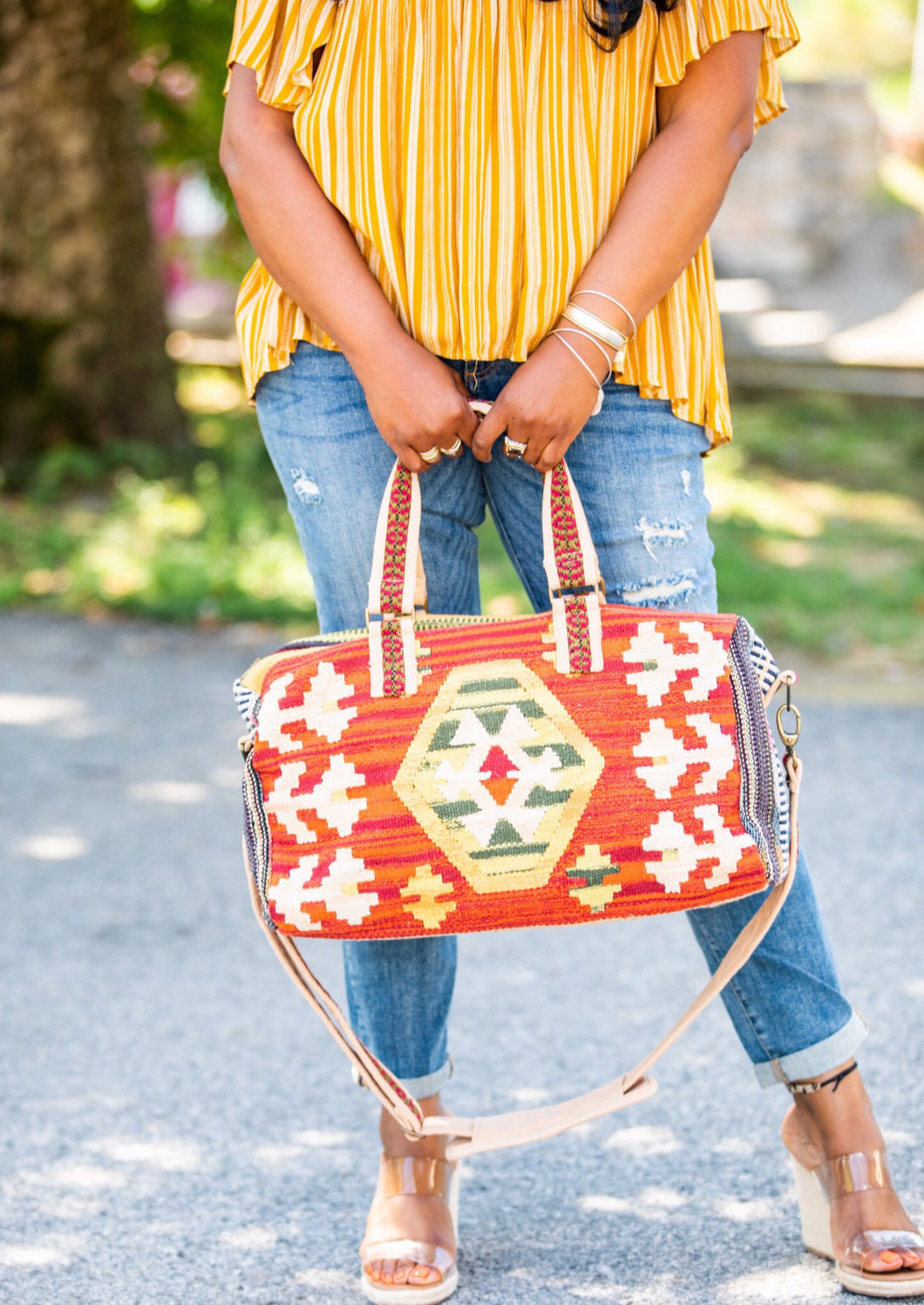 Aztec Print Duffle Bag Cinnamon