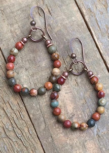 Rustica Earthy Red Jasper Hoops