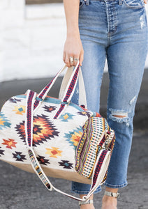Aztec Print Duffle Bag Ivory
